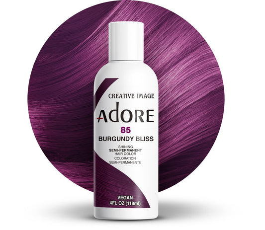 Adore Semi Permanent Hair Color (085 Burgundy Bliss) | Vegan & Cruelty-Free Purple Hair Dye | No Ammonia, No Peroxide, No Alcohol | 4 Fl Oz Beauty & Personal Care Adore