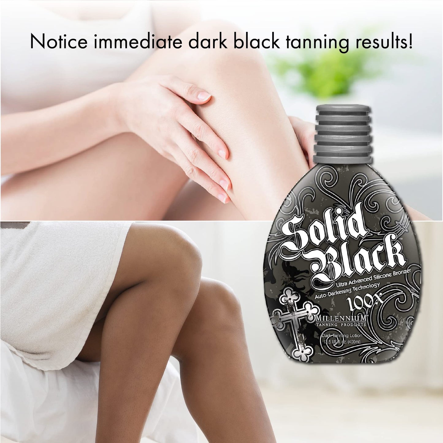 Millennium Tanning Solid Black 100X Indoor Tanning Lotion for Tanning Beds (13.5 Fluid Ounces) Beauty & Personal Care Millennium Tanning