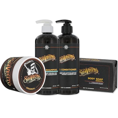 Suavecito Hair & Body Essentials Bundle: Original Hold Hair Styling Pomade, Moisturizing Body Soap, Hydrating Shampoo & Nourishing Conditioner Beauty & Personal Care Suavecito