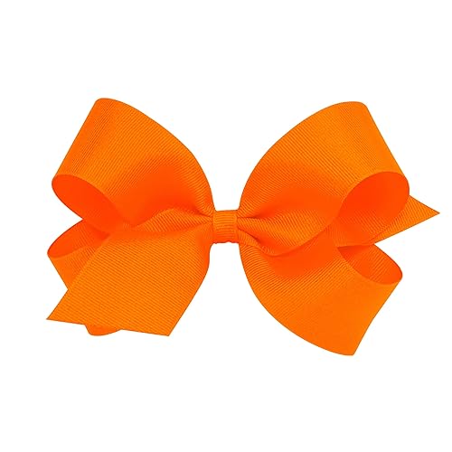 Wee Ones Girls' Plain Wrap Classic Grosgrain Hair Bows on a WeeStay No-Slip Hair Clip, Handmade, Large, Orange Beauty & Personal Care Wee Ones