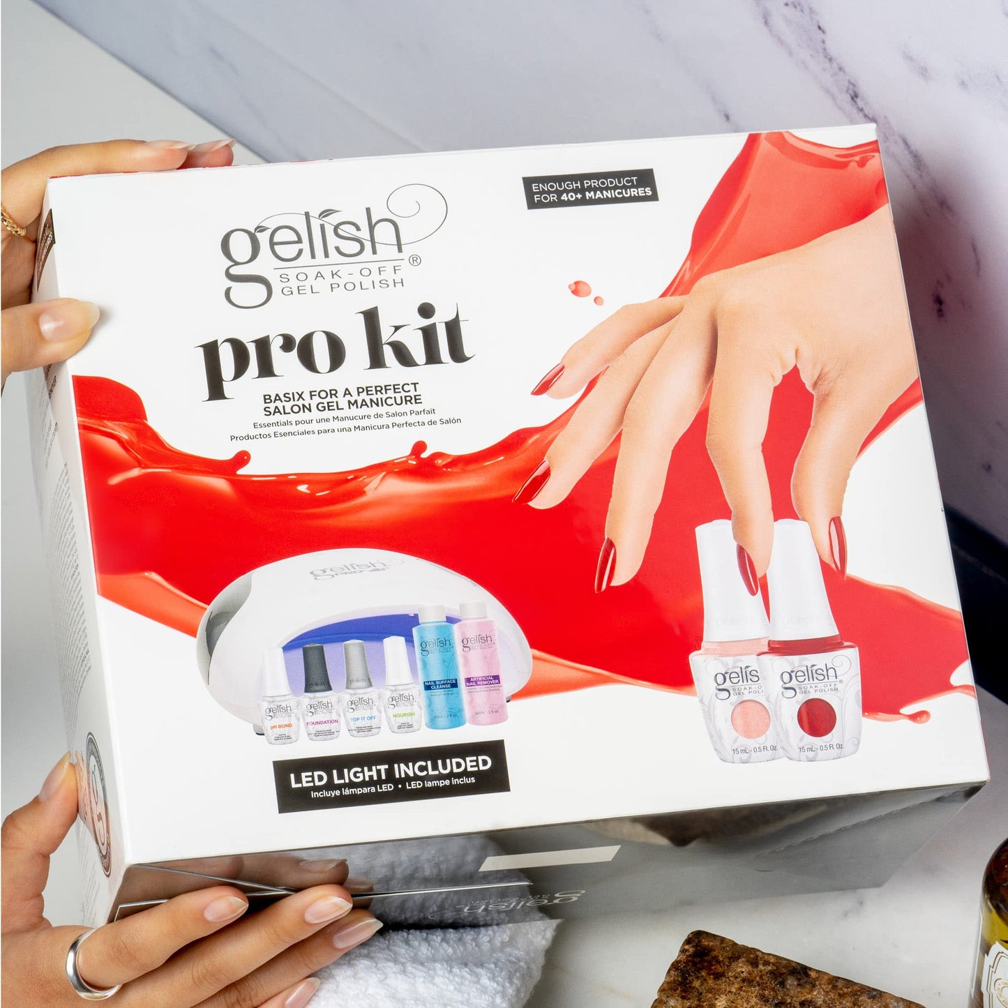 Gelish Pro Kit with Pro LED Light - Complete Manicure Set, UV/LED Nail Lamp, Gel Polishes, Essentials, Remover for Professional DIY Gel Nails At Home. Beauty & Personal Care Gelish