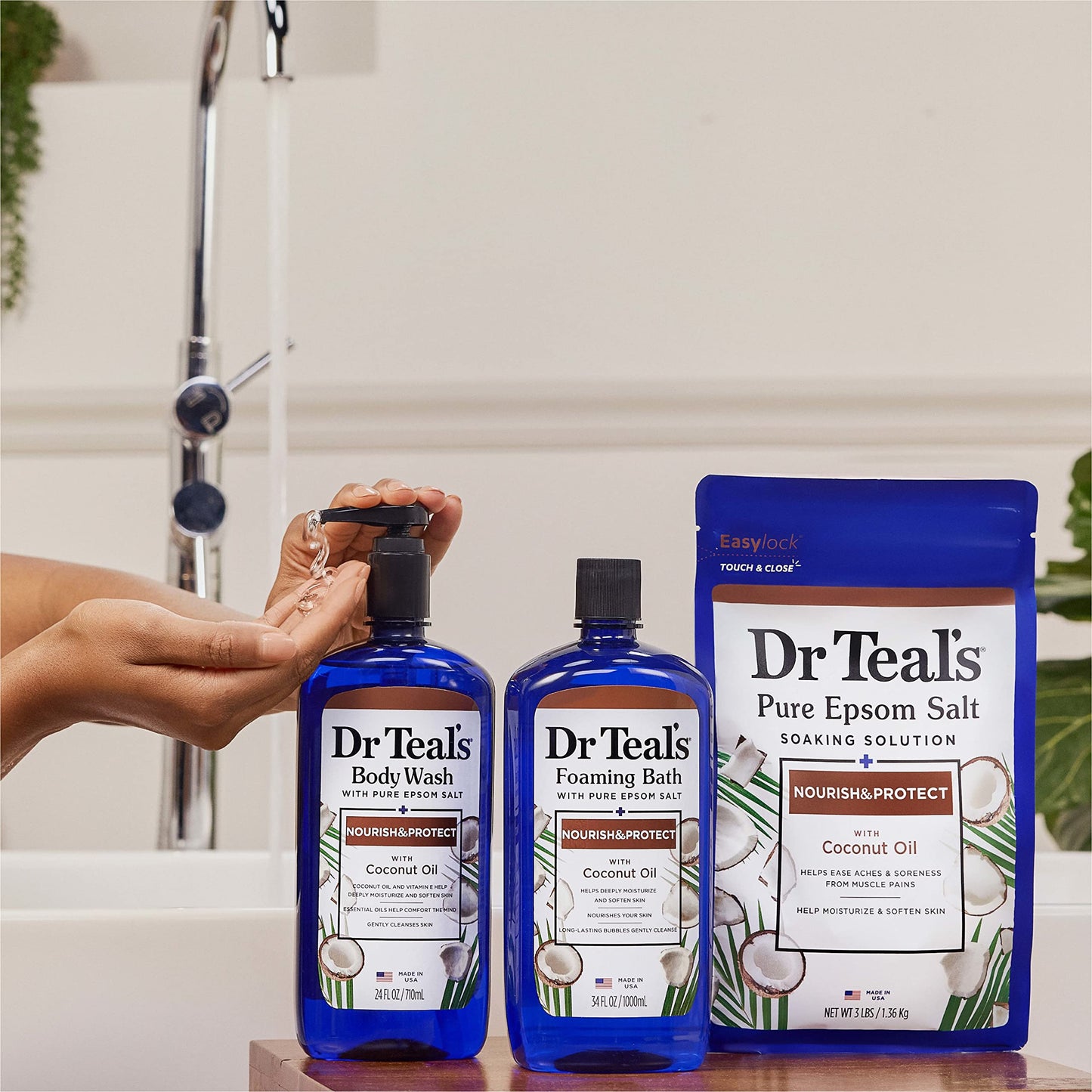 Dr Teal's Foaming Bath with Pure Epsom Salt, Nourish & Protect with Coconut Oil, 34 fl oz (Pack of 4) Beauty & Personal Care Dr Teal's