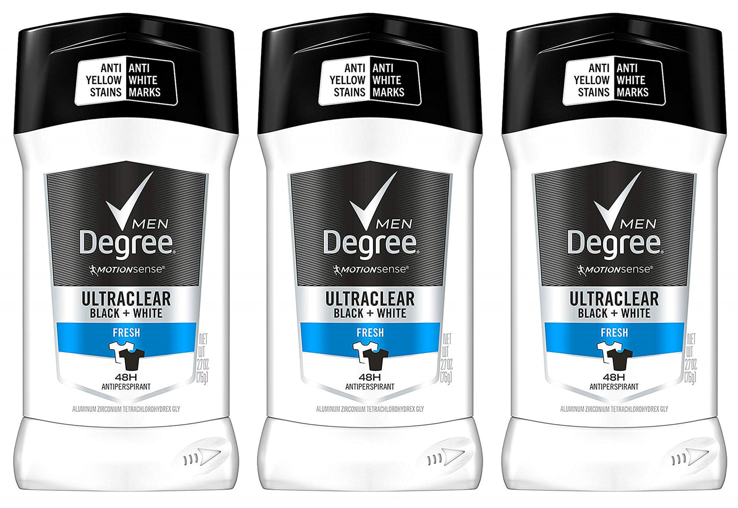 Degree Motionsense Antiperspirant For Men - Ultraclear Black + White - Fresh - Net Wt. 2.7 Oz (76 G) Per Stick - Pack Of 3 Sticks3 Beauty and Personal Care Dégree