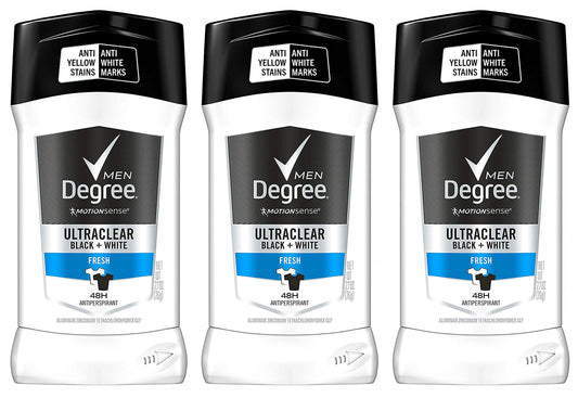 Degree Motionsense Antiperspirant For Men - Ultraclear Black + White - Fresh - Net Wt. 2.7 Oz (76 G) Per Stick - Pack Of 3 Sticks3 Beauty and Personal Care Dégree