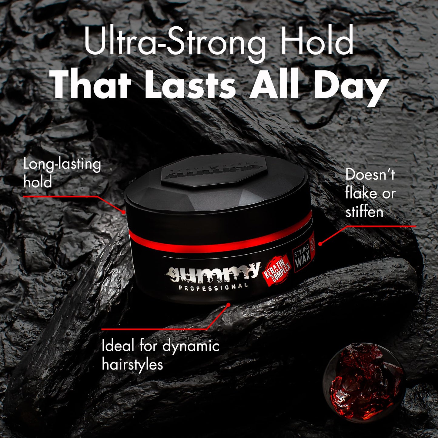 Gummy Professional - Hair Wax for Men - Ultra Hold Styling Pomade for Dry, Damp Hair - Water-Based Texturizing Clay Paste with Provitamin B5 & Keratin Beauty & Personal Care Gummy