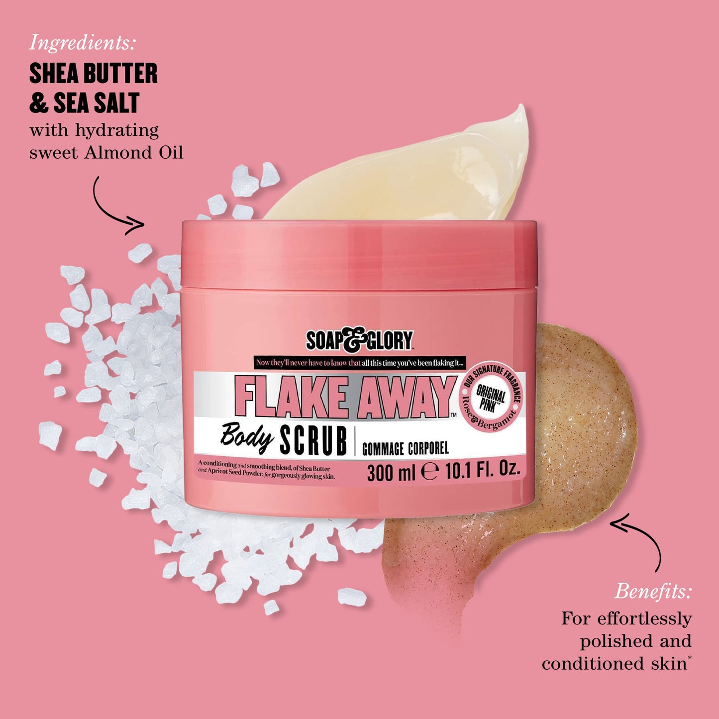 Soap & Glory Original Pink Exfoliating Body Scrub - Body Exfoliator & Dead Skin Remover with Mandarin Extract for Smooth, Radiant Skin - Rose Beauty & Personal Care Soap & Glory