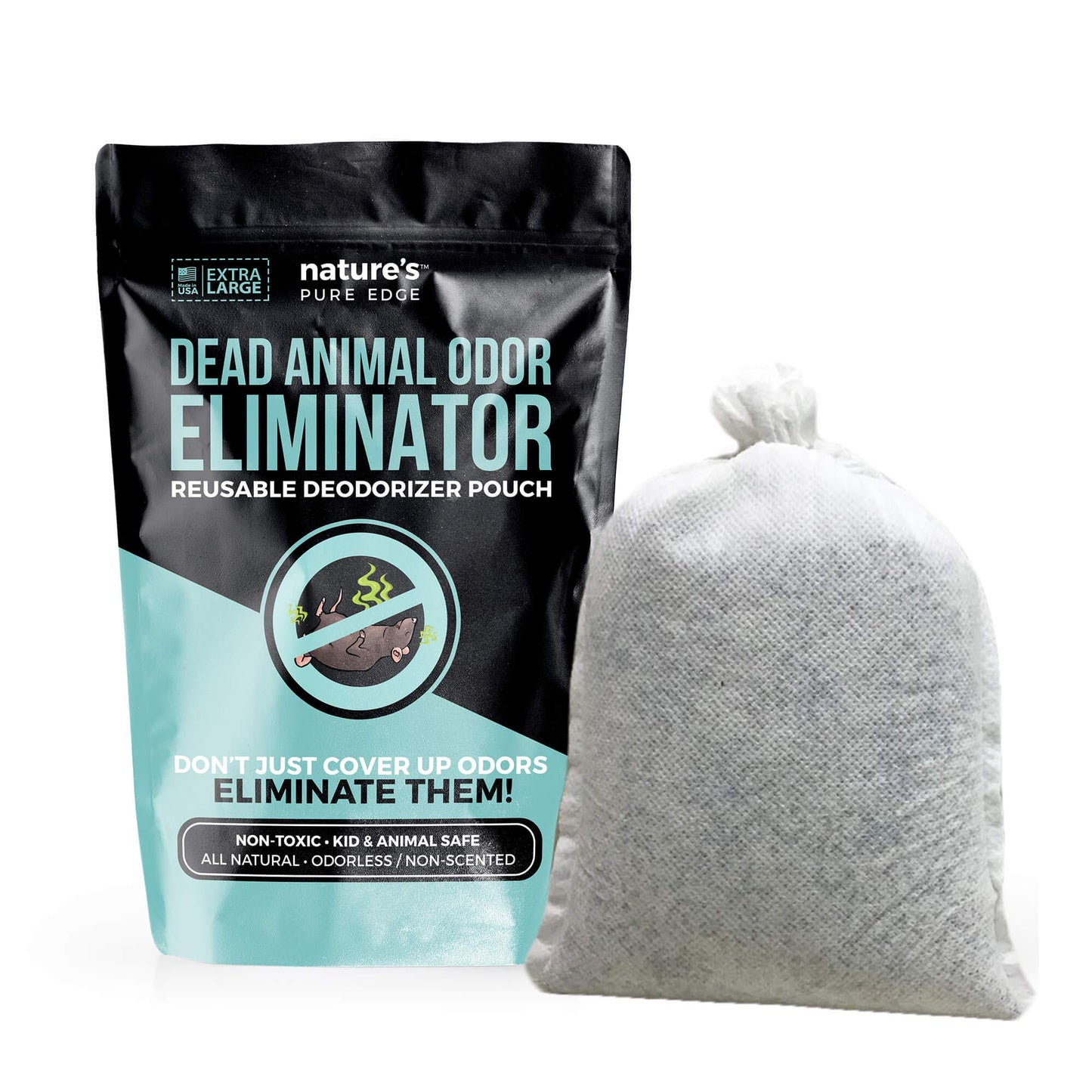 Dead Animal Smell Eliminator Pouch - Fragrance-Free Activated Charcoal Odor Absorber With Specialized Zeolite- Attics, Walls, Crawlspaces. For After Beauty and Personal Care Nature's Pure Edge