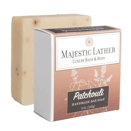 Majestic Lather Patchouli Luxury Handmade Bar Soap for Face & Body. Gentle Cleansing, Soothing, Moisturizing & Nourishing - Shea Butter & Natural Beauty & Personal Care Majestic Lather
