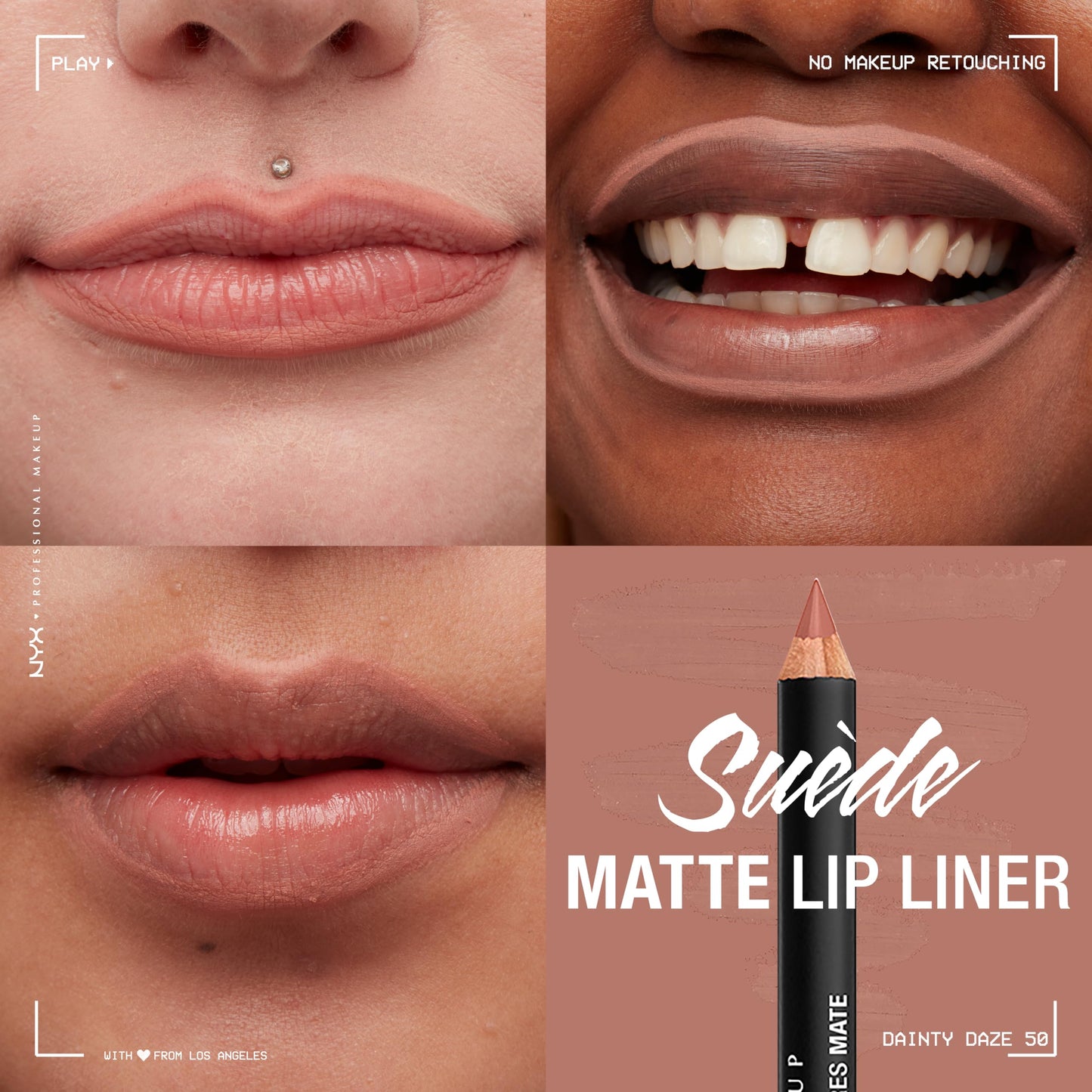 NYX PROFESSIONAL MAKEUP Suede Matte Lip Liner, Velvety-Smooth, Long-Lasting Formula For A Defined Lip Makeup Look - Dainty Daze (Pink) Beauty & Personal Care NYX PROFESSIONAL MAKEUP
