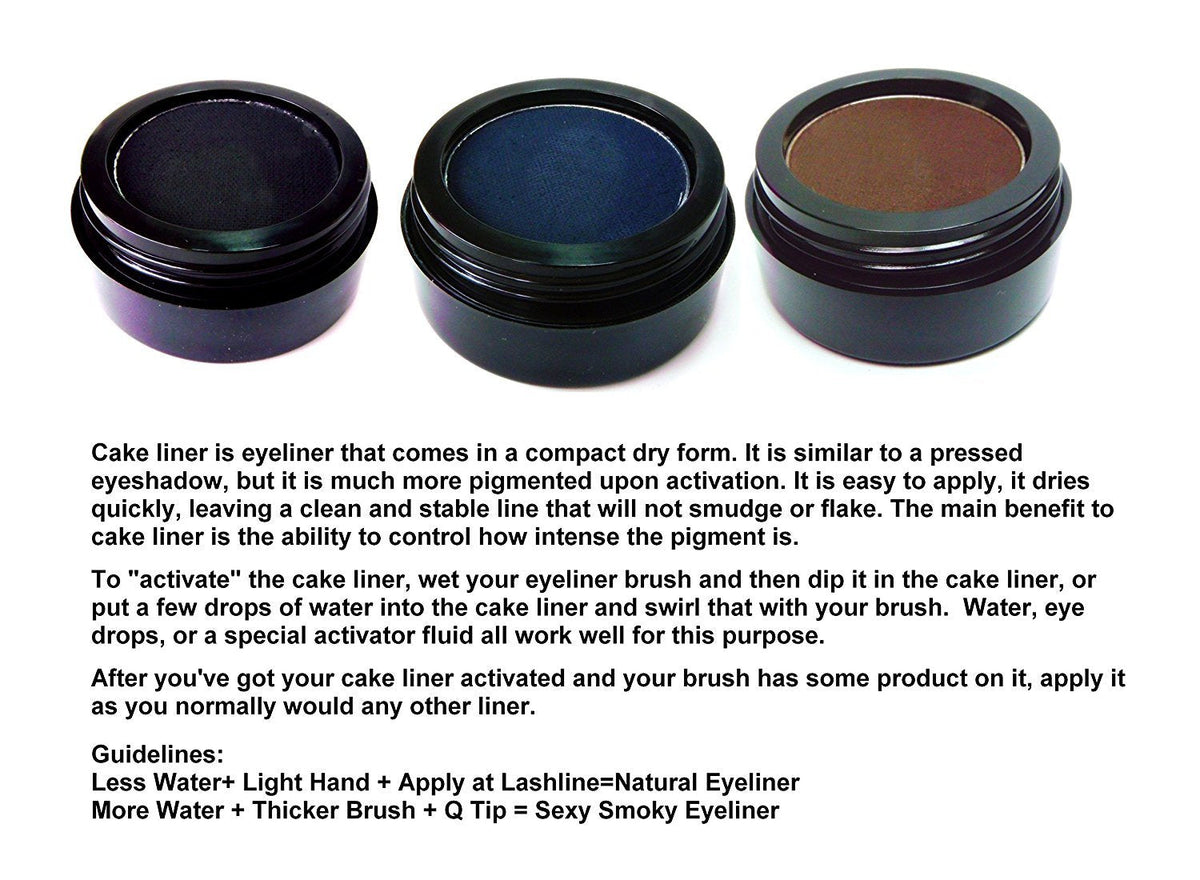 Pure Ziva Matte Cool Dark Navy Blue Cake Eyeliner & Pressed Eyeshadow, Water Activated Powder; Gluten & Cruelty Free Beauty & Personal Care Pure Ziva