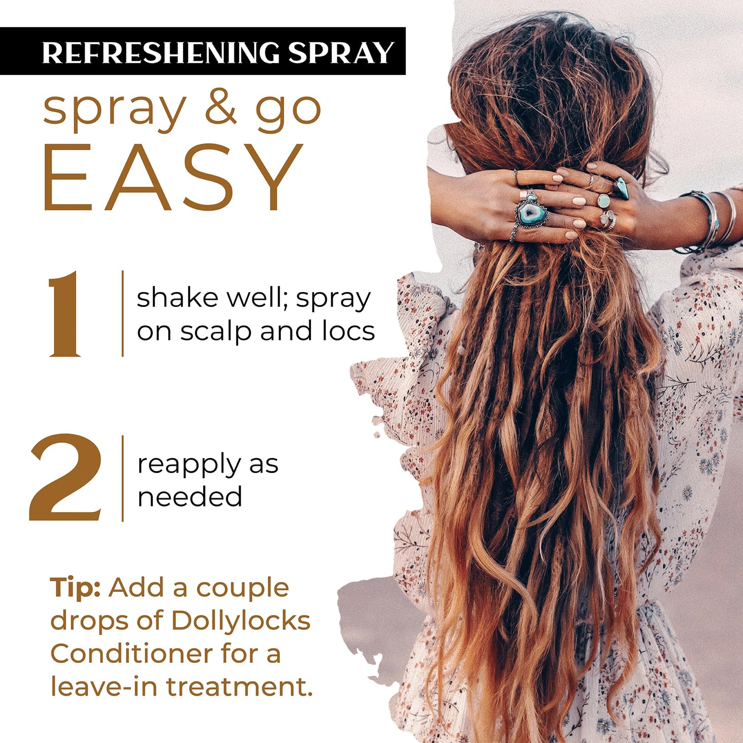 Dollylocks Refreshening Spray for Locs, Braids, Extensions, Dreadlocks | Lavender Lime Peppermint | Plant-based, Residue-free, Sulfate-free | Refresh Beauty & Personal Care Dollylocks