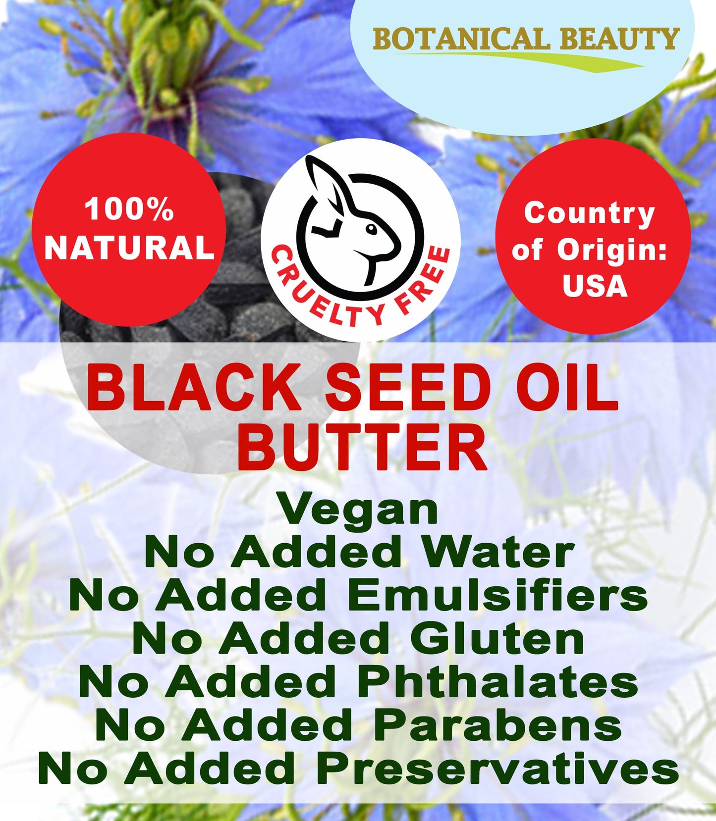 Botanical Beauty BLACK SEED OIL BUTTER 100% Natural Pure Virgin Unrefined Raw for FACE, SKIN, BODY, HAIR, NAILS, DRY SKIN. Organic Black Seed Oil Beauty & Personal Care Botanical Beauty