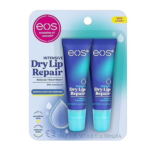 eos The Hero Lip Repair, Extra Dry Lip Treatment, 24HR Moisture, Natural Strawberry Extract, 0.35 fl oz, 2 Count (Pack of 1) Beauty & Personal Care eos