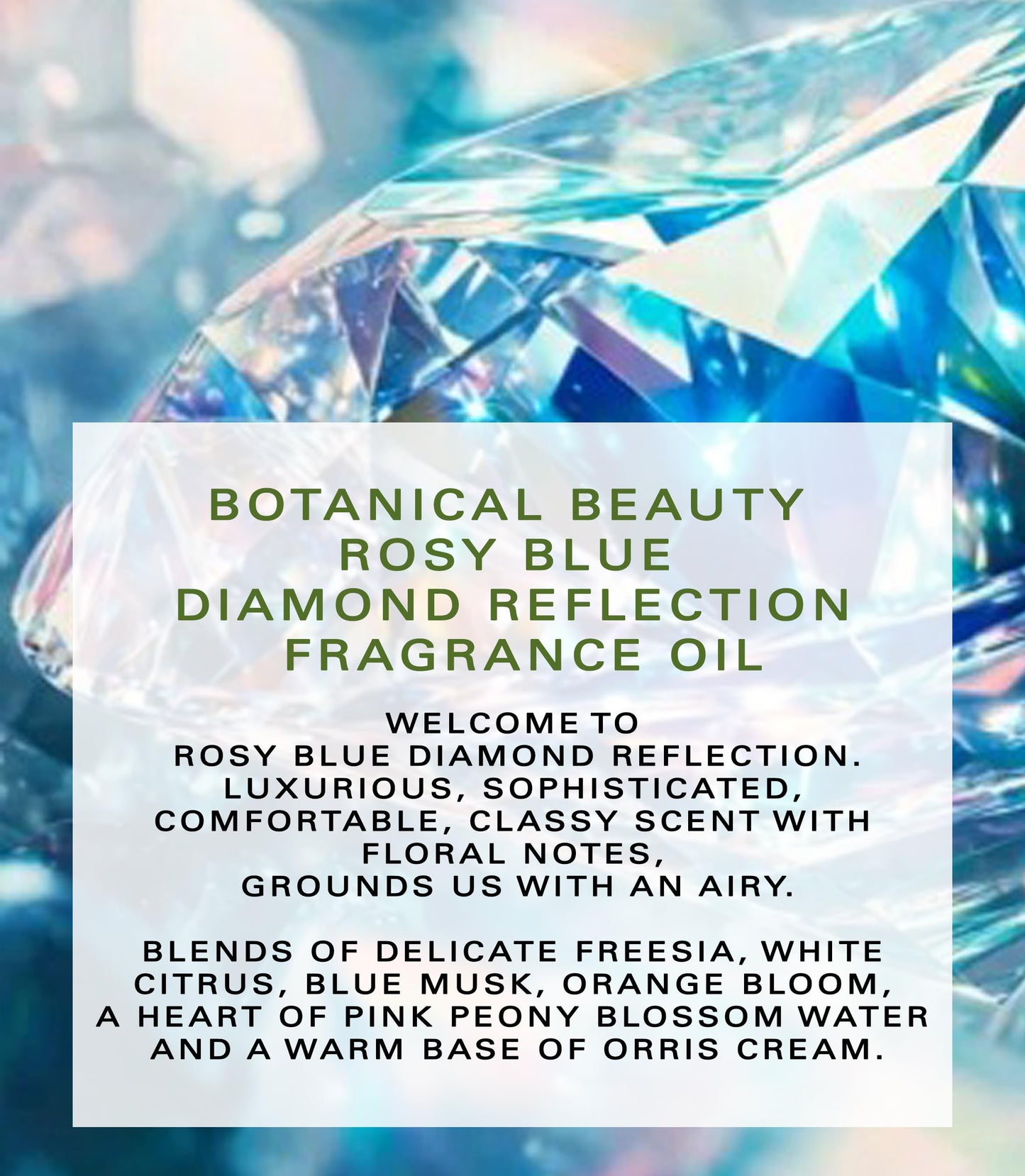 Botanical Beauty ROSY BLUE DIAMOND REFLECTION FRAGRANCE OIL ROLL-ON 0.338 Fl Oz 10 ml Rollerball Perfume, Long Lasting an luxury scent, blends Beauty & Personal Care Botanical Beauty