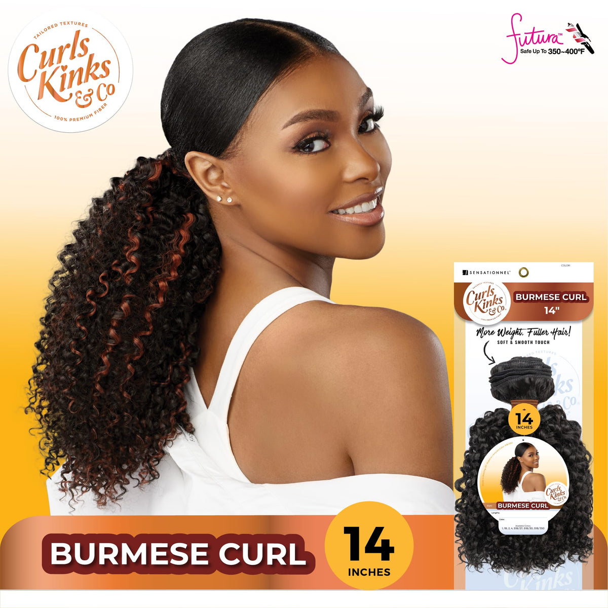 Sensationnel CKCO Synthetic Bundle-Burmese Curl,1 pack 14 inch, 1 JETBLACK