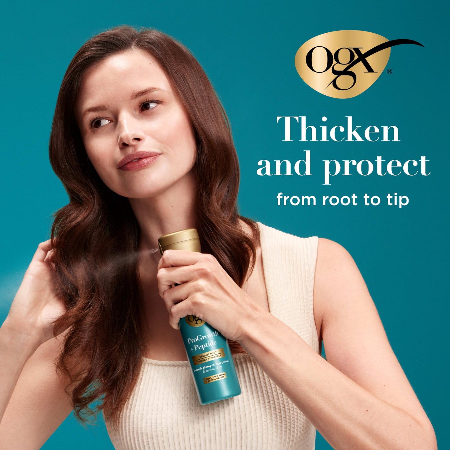 OGX ProGrowth + Peptide Serum Mist, Heat Protectant Spray Instantly Thickens Hair Root to Tip While Protecting from Breakage for Visibly Thicker Beauty & Personal Care OGX