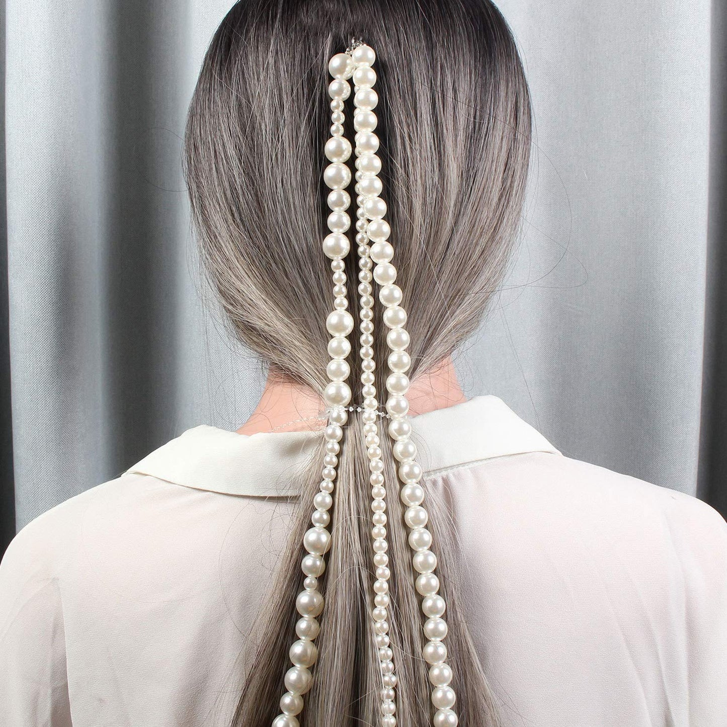 wekicici Hair Extension Chain Pearl Tassel Hair Chain with Clips Party Gatsby Fashion Wedding Hair Accessories for Women and Girls Beauty & Personal Care wekicici