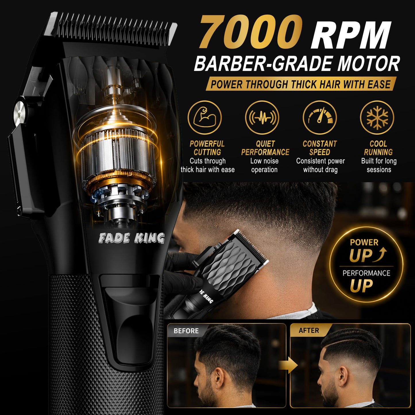 FADEKING® Professional Hair Clippers for Men, Cordless Hair Cutting Kit Beauty and Personal Care FADEKING