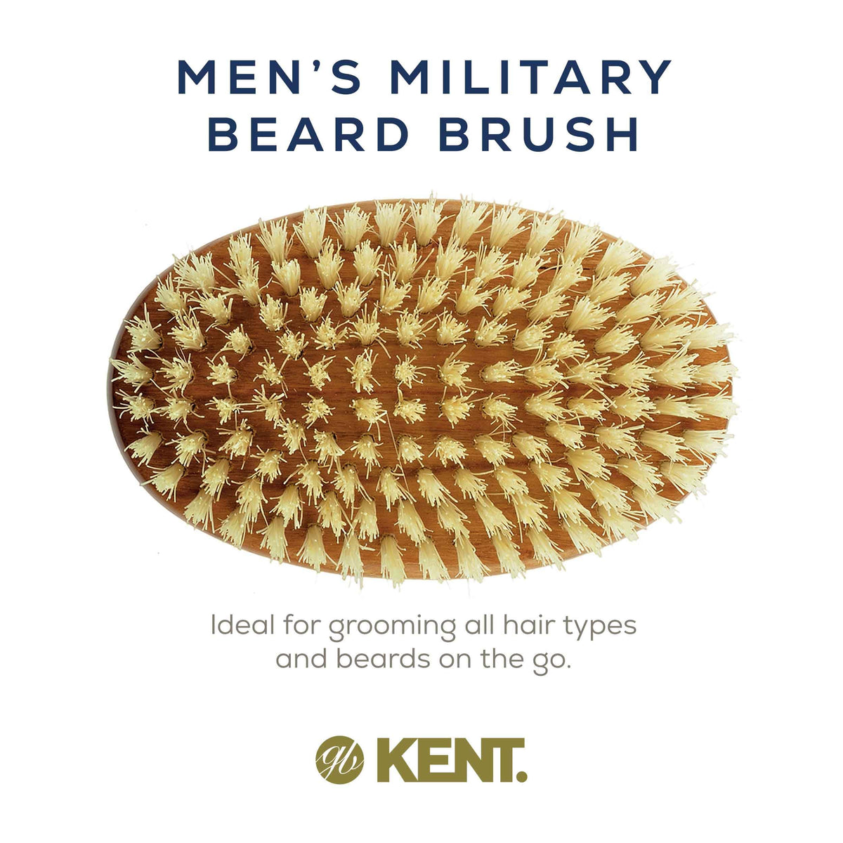 Kent BB Military Wave Hair Brush - 100% Natural Boar Bristle, Scalp Brush for Men's Grooming, Thinning Hair, Mustache and Beard Brush for Men Made in