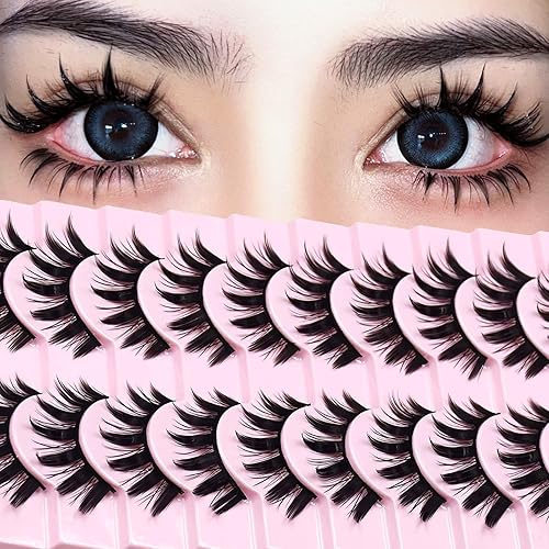 10 Pairs Manga Lashes Anime Cosplay Lashes Spiky Manga Style Lashes Janpanese 16mm Extension Natural Manhua Doll Eye Lashes Halloween/Party Makeup Beauty & Personal Care AUGENLI