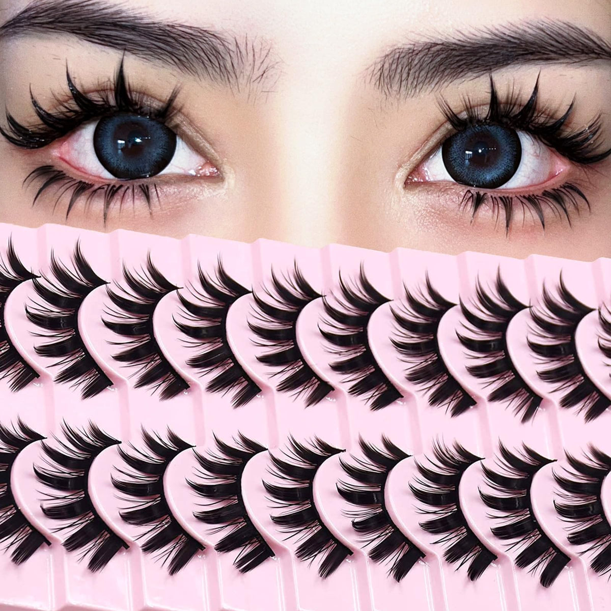 10 Pairs Manga Lashes Anime Cosplay Lashes Spiky Manga Style Lashes Janpanese 16mm Extension Natural Manhua Doll Eye Lashes Halloween/Party Makeup Beauty & Personal Care AUGENLI