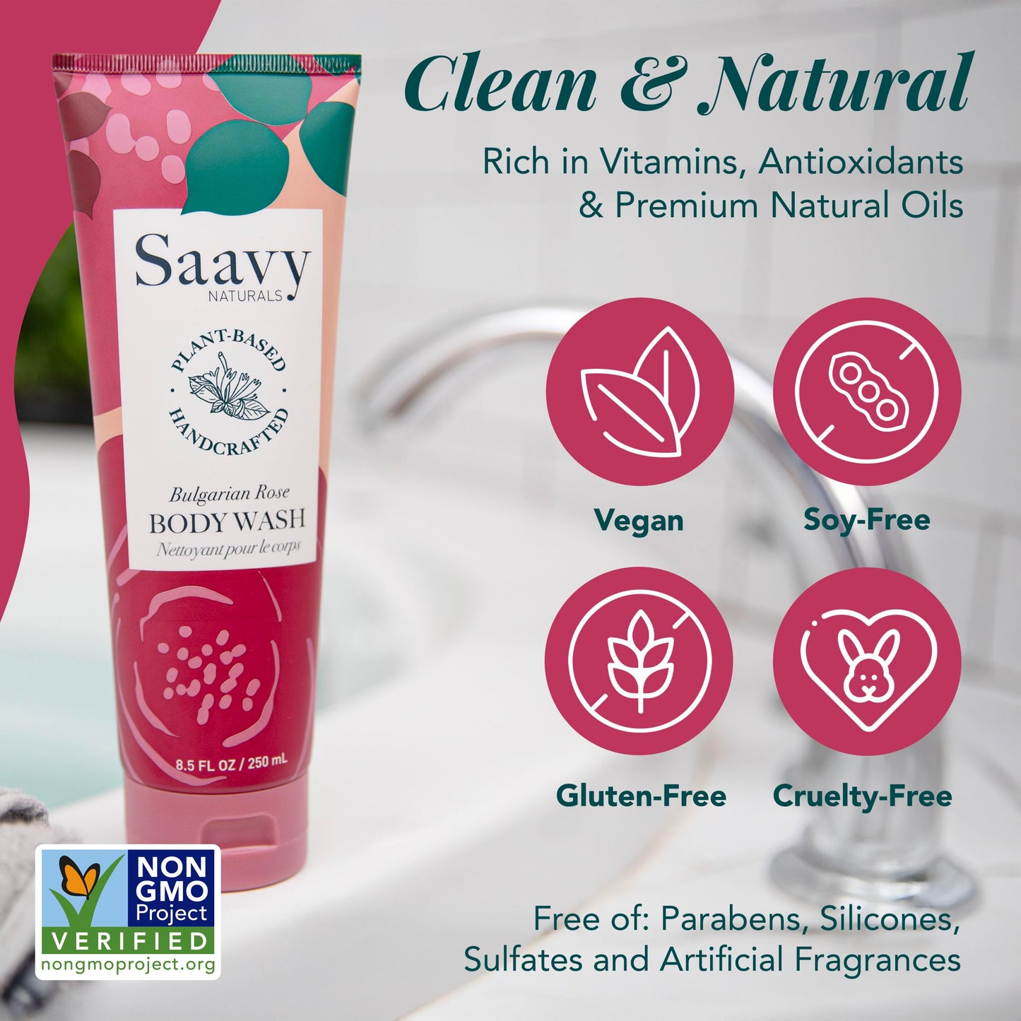 Saavy Naturals Moisturizing Body Wash for Sensitive Skin- Plant-Based & Pure with Coconut Oil, Shea Butter & Aloe Vera - Paraben-Free, Cruelty-Free Beauty & Personal Care Saavy Naturals