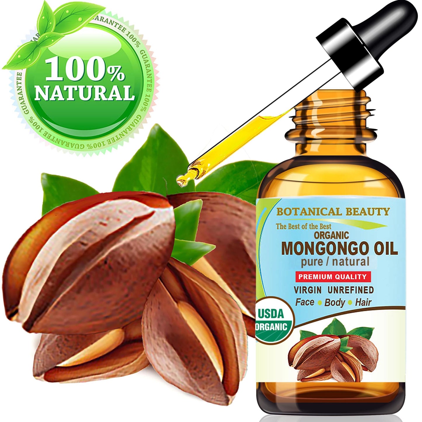 Botanical Beauty Organic MONGONGO OIL Manketti Seed Oil 100% Pure Natural Virgin Unrefined Cold-Pressed Carrier Oil for Face Skin Body Hair Lip Nails Beauty & Personal Care Botanical Beauty