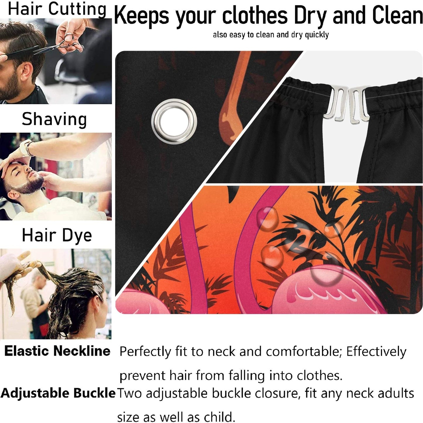 Visesunny Pink Flamingo Tropical Sunset Barber Cape - Anti-Static, Water-Resistant, Adjustable Snap Closure Beauty and Personal Care visesunny