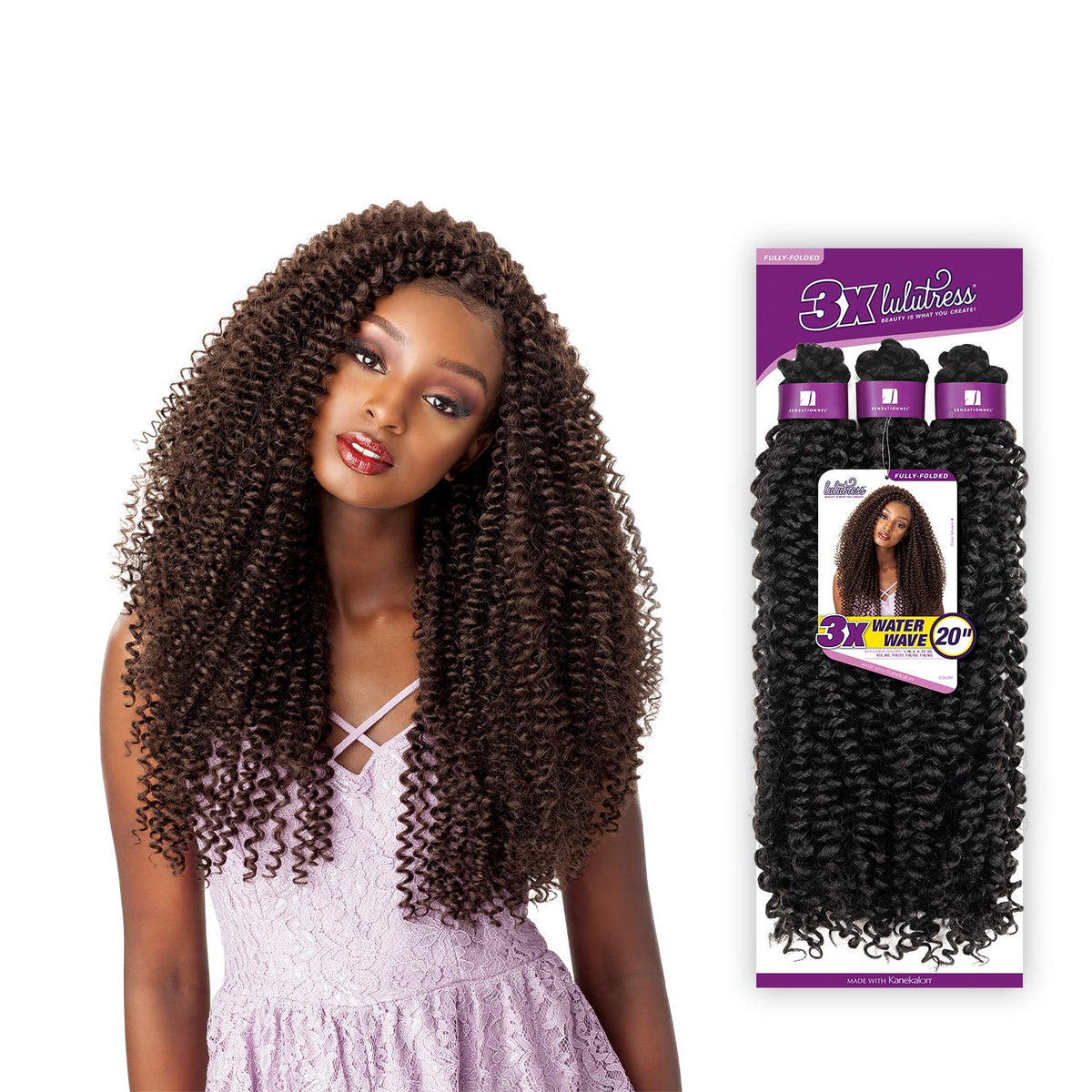 Sensationnel Lulutress Crochet Braiding Hair-3X Water Wave 20in,1pk T1B/30