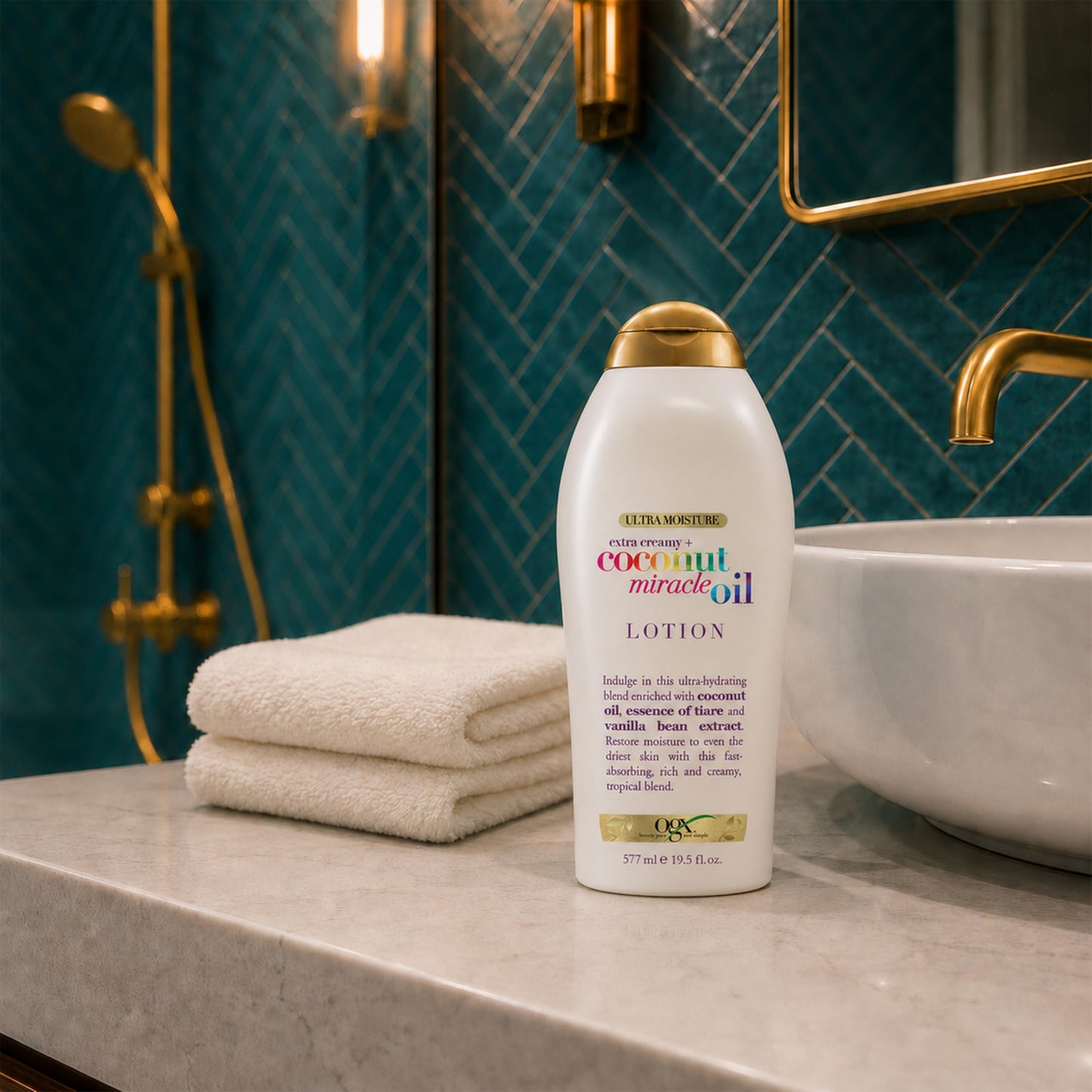 OGX Extra Creamy + Coconut Miracle Oil Ultra Moisture Body Lotion with Vanilla Bean, Fast-Absorbing Body Lotion for All Skin Types, Paraben-Free Beauty & Personal Care OGX