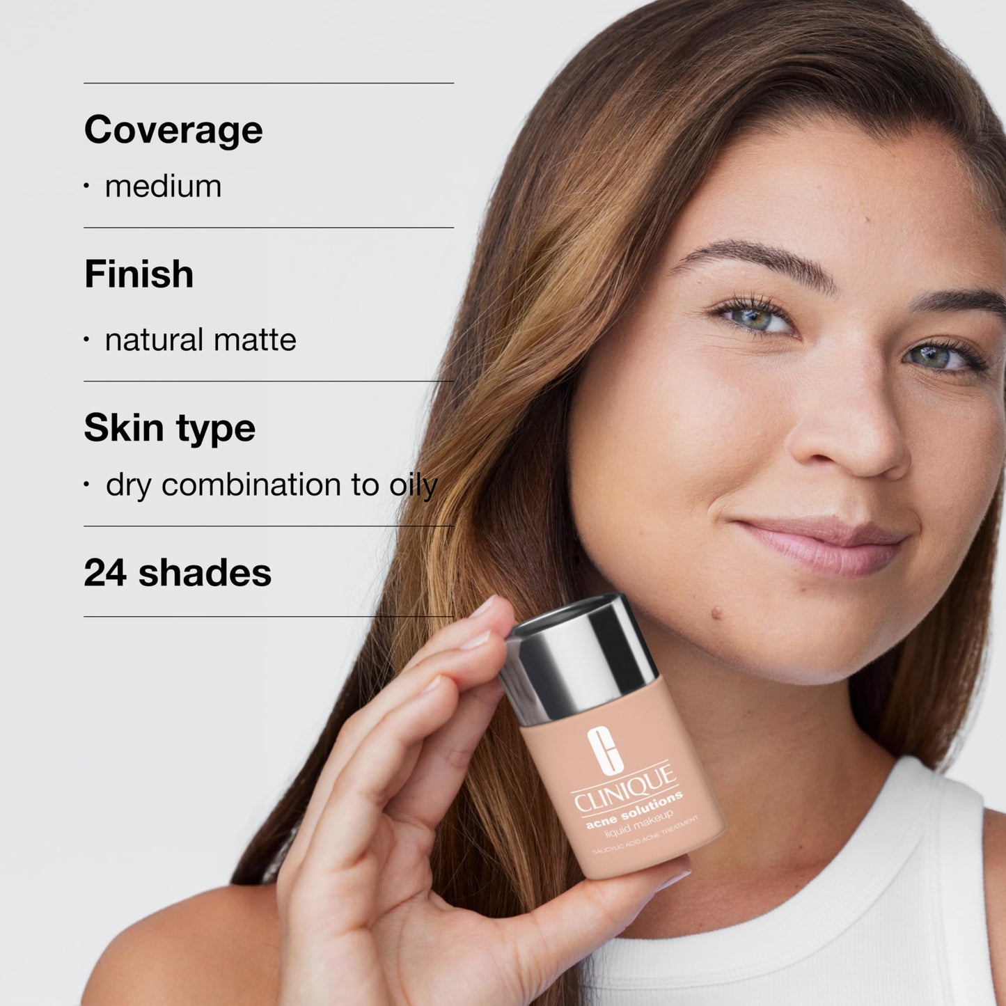 Clinique Acne Solutions Liquid Foundation Makeup With Salicylic Acid For Dry Combination to Oily Skin Types | Medium Coverage, Natural Matte Finish Beauty & Personal Care Clinique