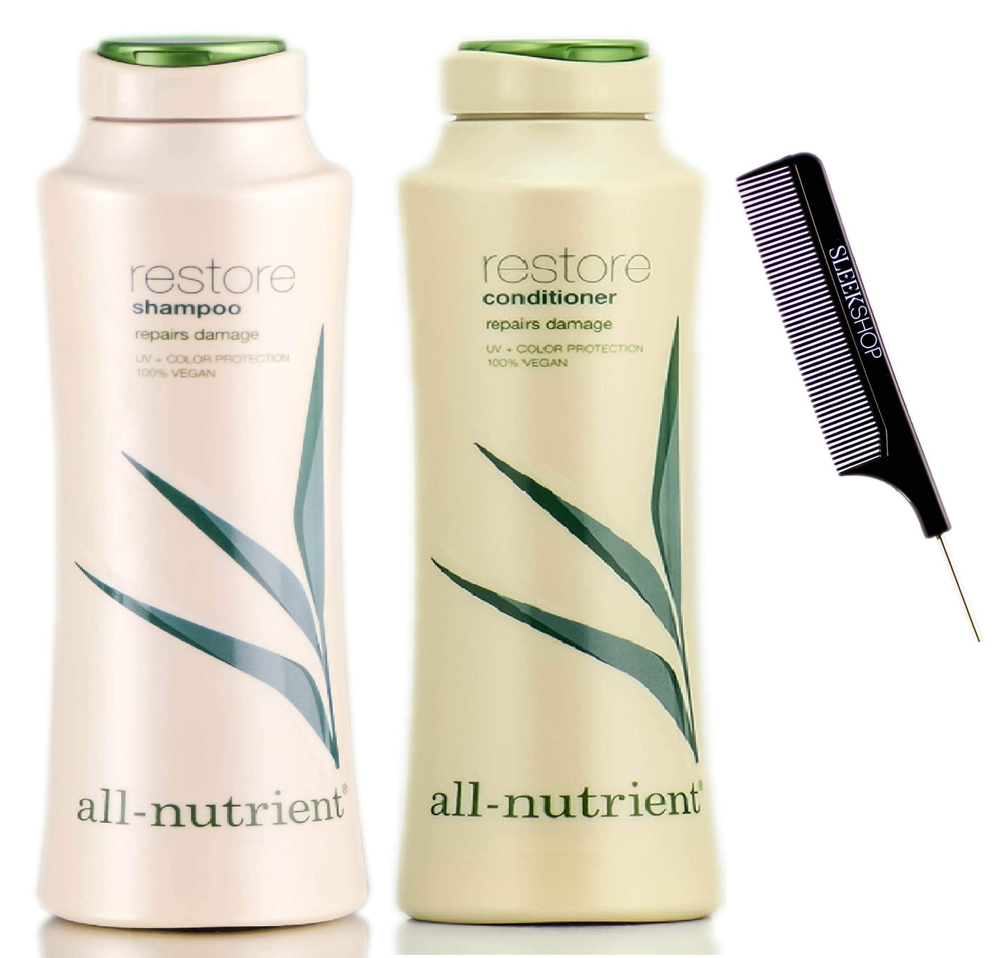 All-Nutrient RESTORE Shampoo & Conditioner DUO SET, Repairs Dry-Damaged Hair (w/Sleek Comb) UV+ Color Protection, 100% Vegan (25 oz + 25 oz LARGE DUO Beauty & Personal Care All Nutrient