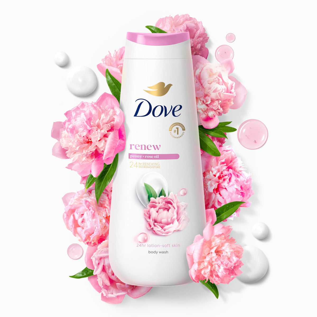 Dove Body Wash Renew Peony & Rose Oil For 24hr Lotion-Soft Skin Moisturizing Skin Cleanser with No Sulfates No Parabens 20 oz Beauty & Personal Care Dove