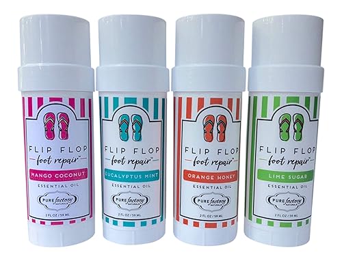 Foot Balm Moisturizer For Rough Heels & Dry, Cracked Feet - Flip Flop Foot Repair Bundle - 4 Pack - Mango Coconut, Lime Sugar, Orange Honey Beauty & Personal Care PureFactory Naturals