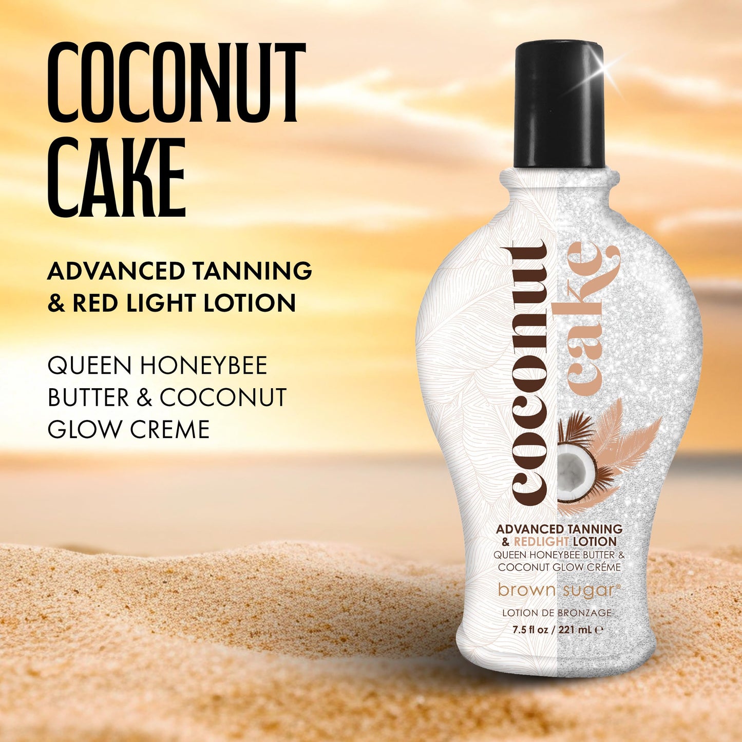 Brown Sugar Coconut Cake Tanning Lotion, Advanced Tanning & Red Light Blend with Royal Honey, Coconut Butter, Collagen & Hyaluronic Acid, 7.5 Fl Oz Beauty & Personal Care Brown Sugar