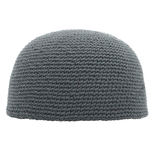 TheKufi Cotton Kufi Skull Cap - Dark Gray Hand-Crocheted 100% Cotton Head Cover M= 22.5" (57cm) Beauty and Personal Care TheKufi