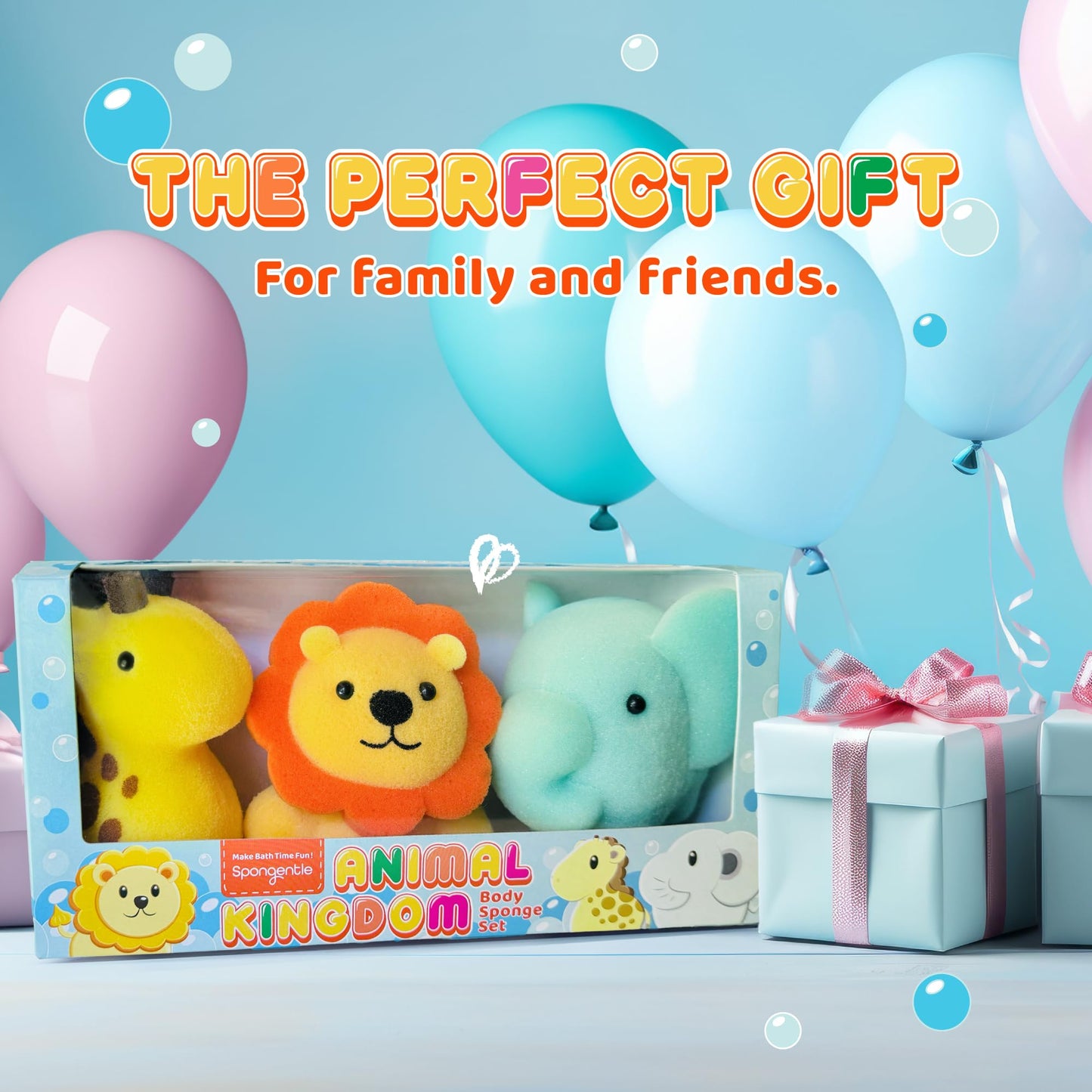 Spongentle Baby Bath Sponge Gift Set - Animal Kingdom Sponge 3 Pack - Bath Essentials for Baby Boys Girls Infants, Gifts for Newborn and Kids, Must Beauty & Personal Care Sunlite Sports