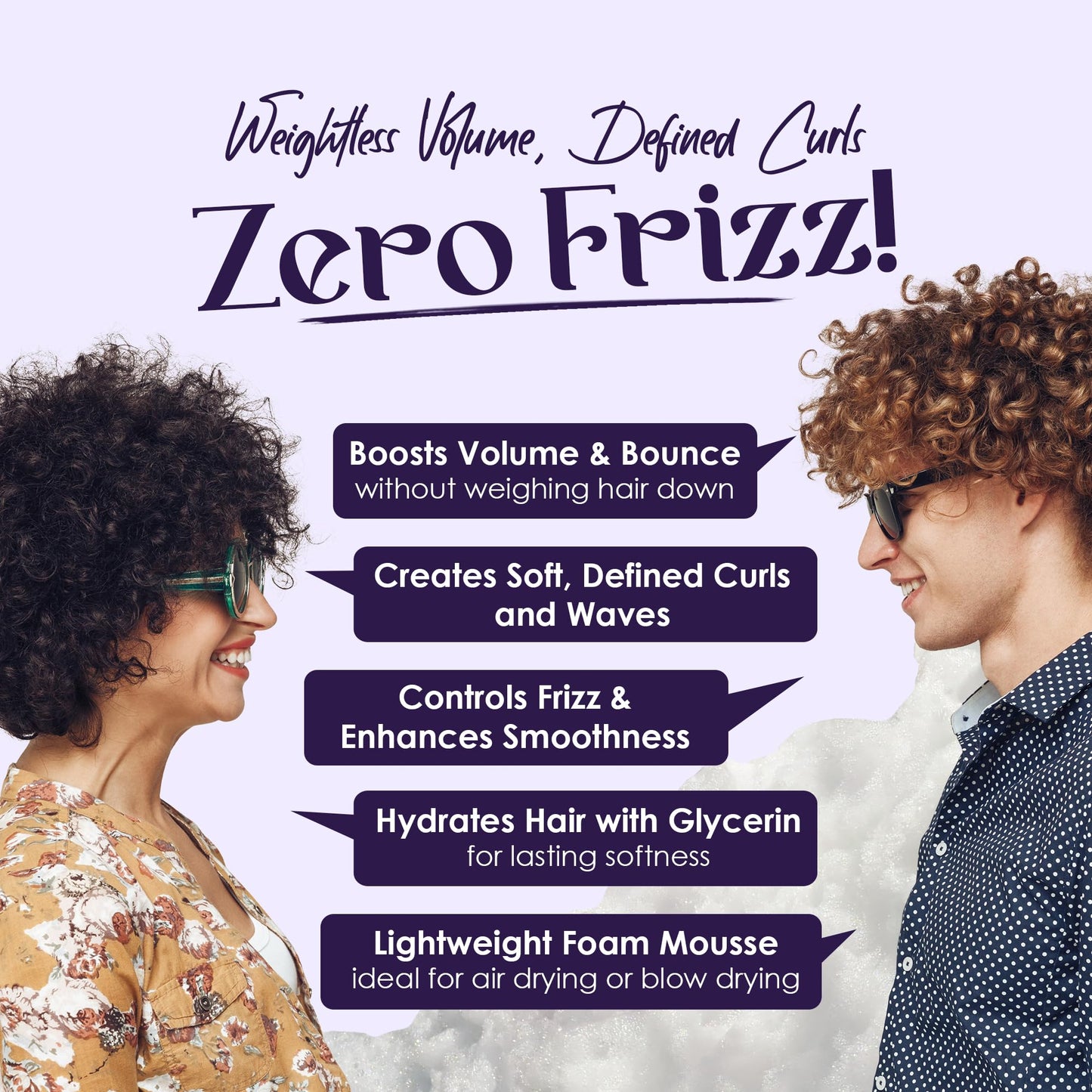 Herbishh Just Curls Weightless Hair Mousse (69g), Volumizing Mousse for Curly & Wavy Hair, Anti-Frizz Styling Foam Mousse, Flexible Hold, Hydrating Beauty & Personal Care Herbishh