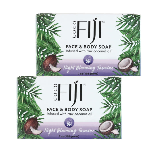 "Coco Fiji Soap Bar for Face and Body Infused With Organic Coconut Oil, Night Blooming Jasmine Essential Oil, Natural Soap for Moisturizing & Pore Beauty & Personal Care Organic Fiji