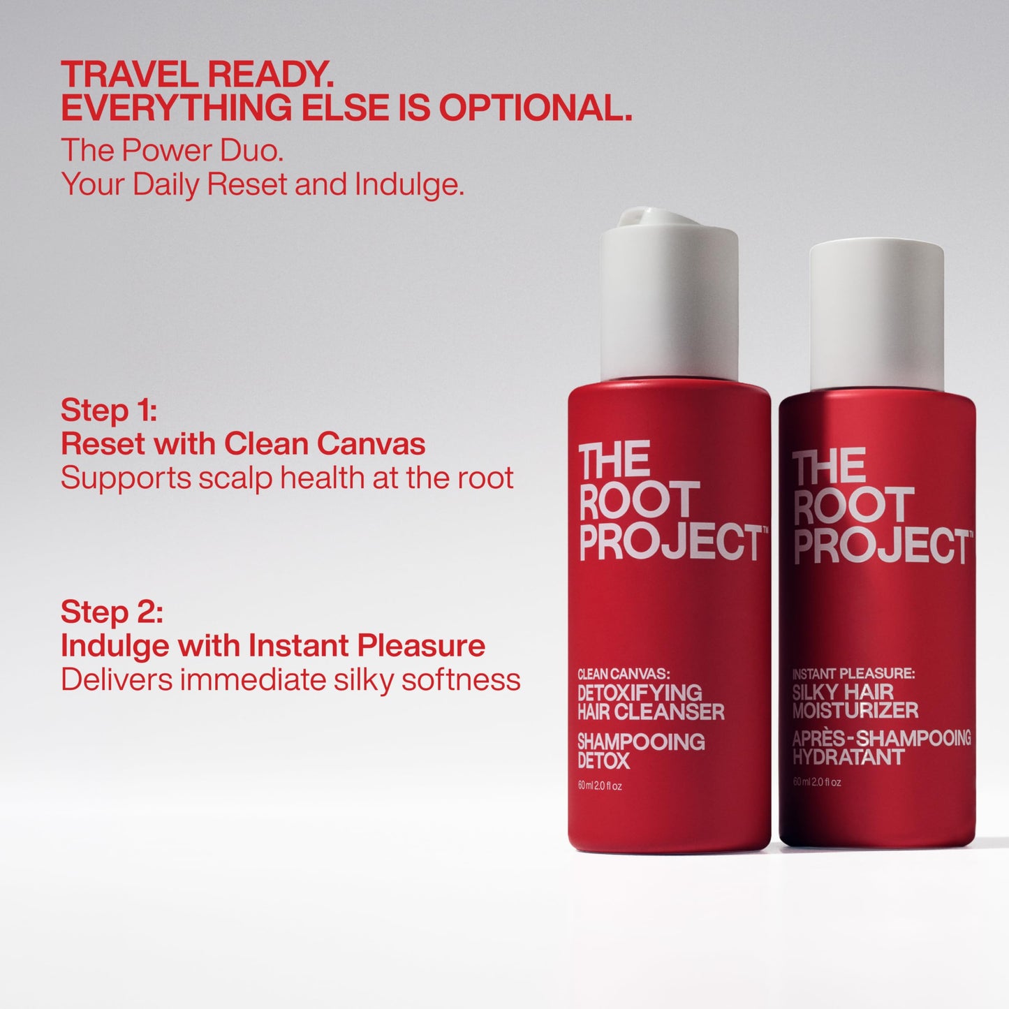 Travel Size Shampoo and Conditioner Set | Clarifying Shampoo That Nourishes. Never Stripping | Mask-Level Softness Every Wash | Clean Canvas + Instant Beauty & Personal Care The Root Project