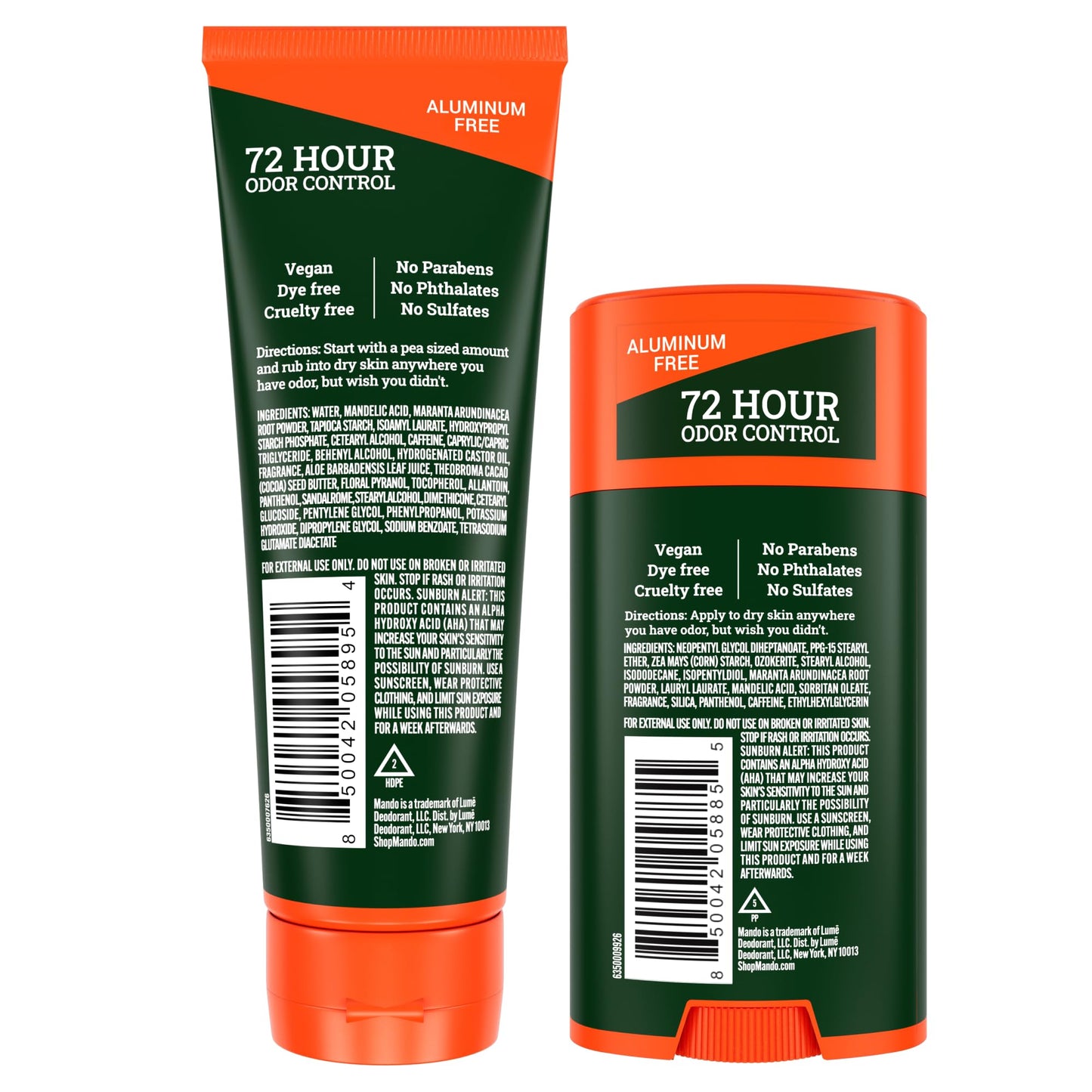 Mando Whole Body Deodorant - Invisible Cream Tube and Solid Stick - 72 Hour Odor Control - Aluminum Free, Baking Soda Free, Skin Safe - 3.0 Oz Tube Beauty and Personal Care Mando