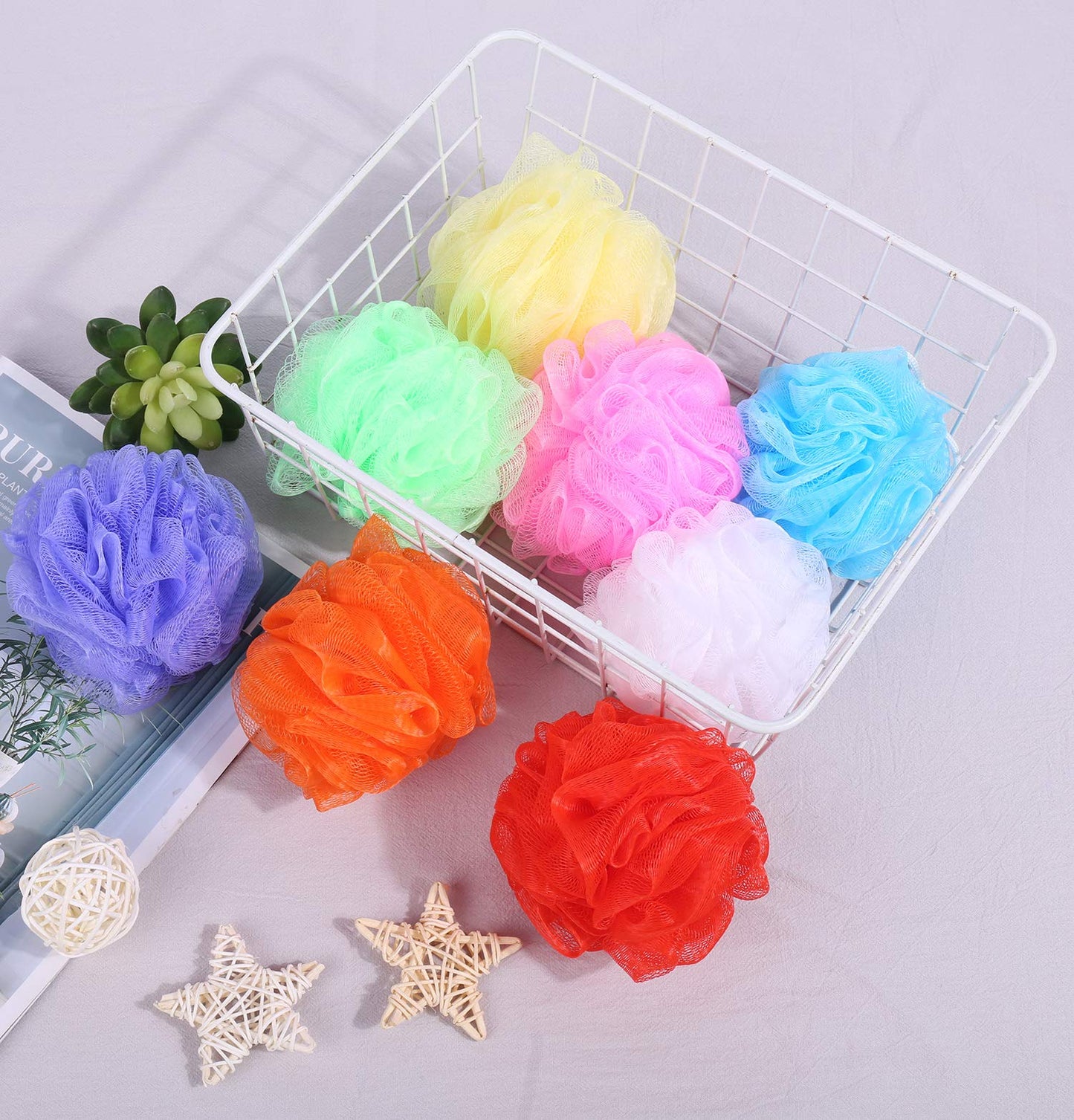 Bath Sponges, Small Size Colorful Shower Sponges Exfoliating Mesh Pouf Bath Ball Body Scrubber for Kids Pack of 8 Beauty & Personal Care JIEFU