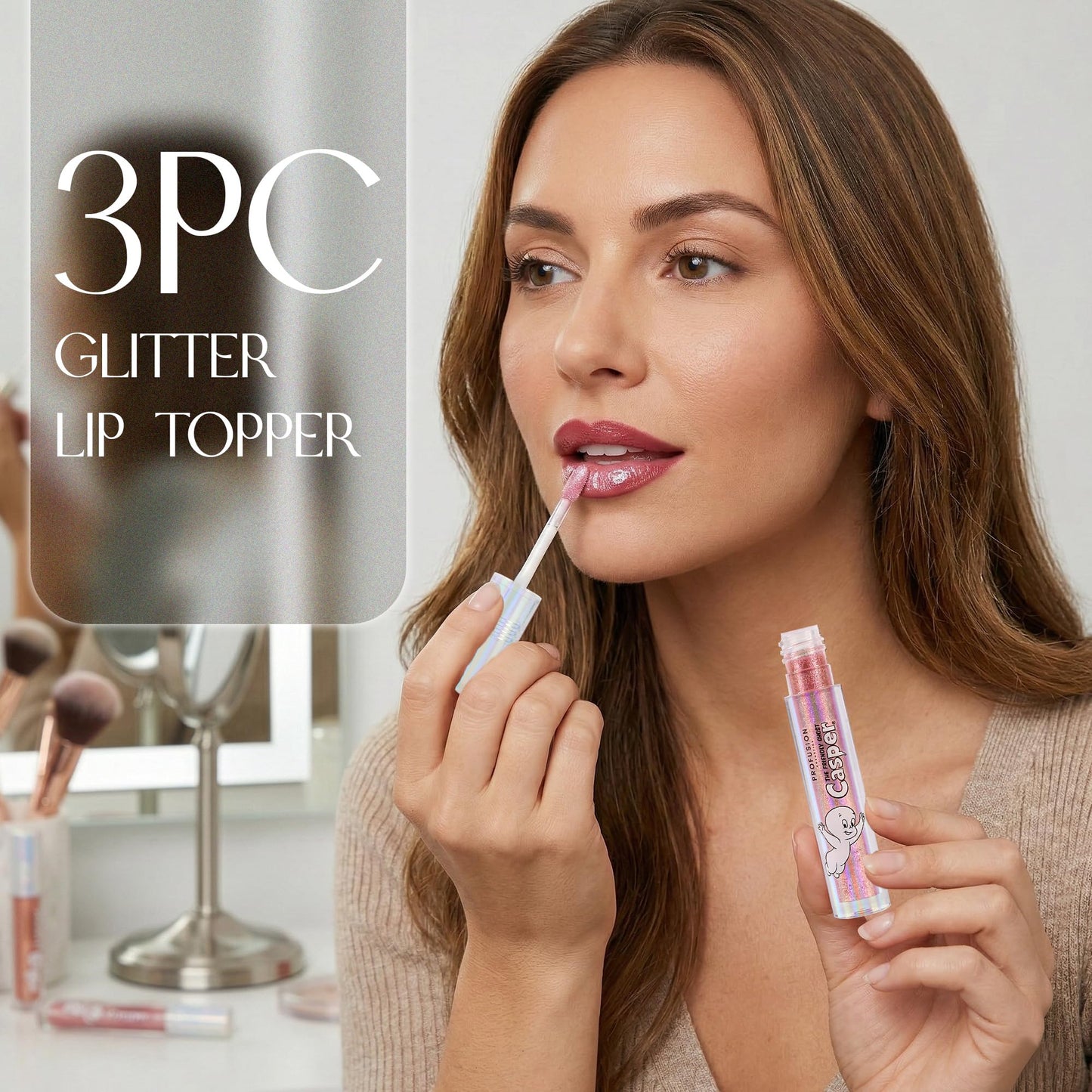 Profusion Cosmetics Casper The Friendly Ghost Trio 3PC Glitter Lip Topper for Achieving Smooth and Glamorous Shimmering Lips With Playful Shiny Beauty & Personal Care Profusion Cosmetics
