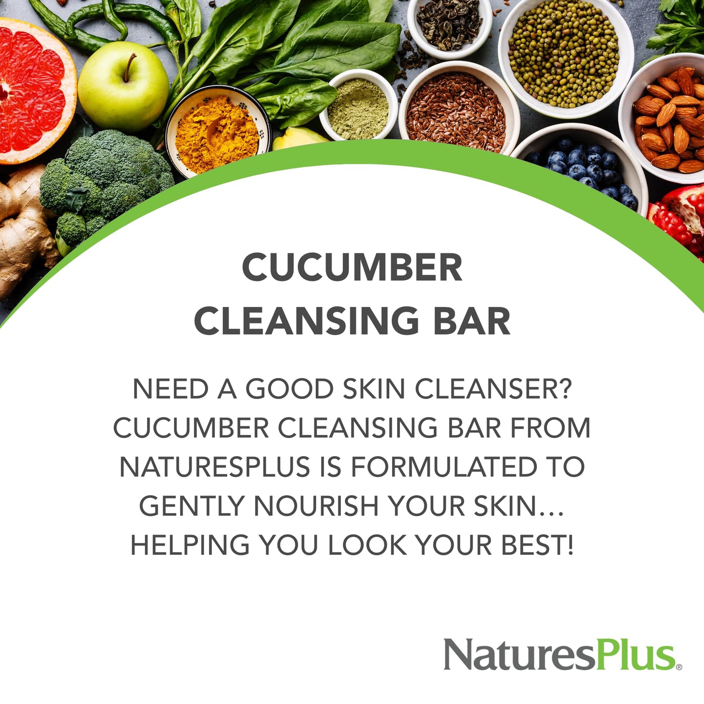 NaturesPlus Cucumber Cleansing Bar - 3.5 oz - Face & Body Cleanser - Gently Cleanses & Hydrates Skin with Botanical Oils & Essential Nutrients - All Beauty & Personal Care NaturesPlus