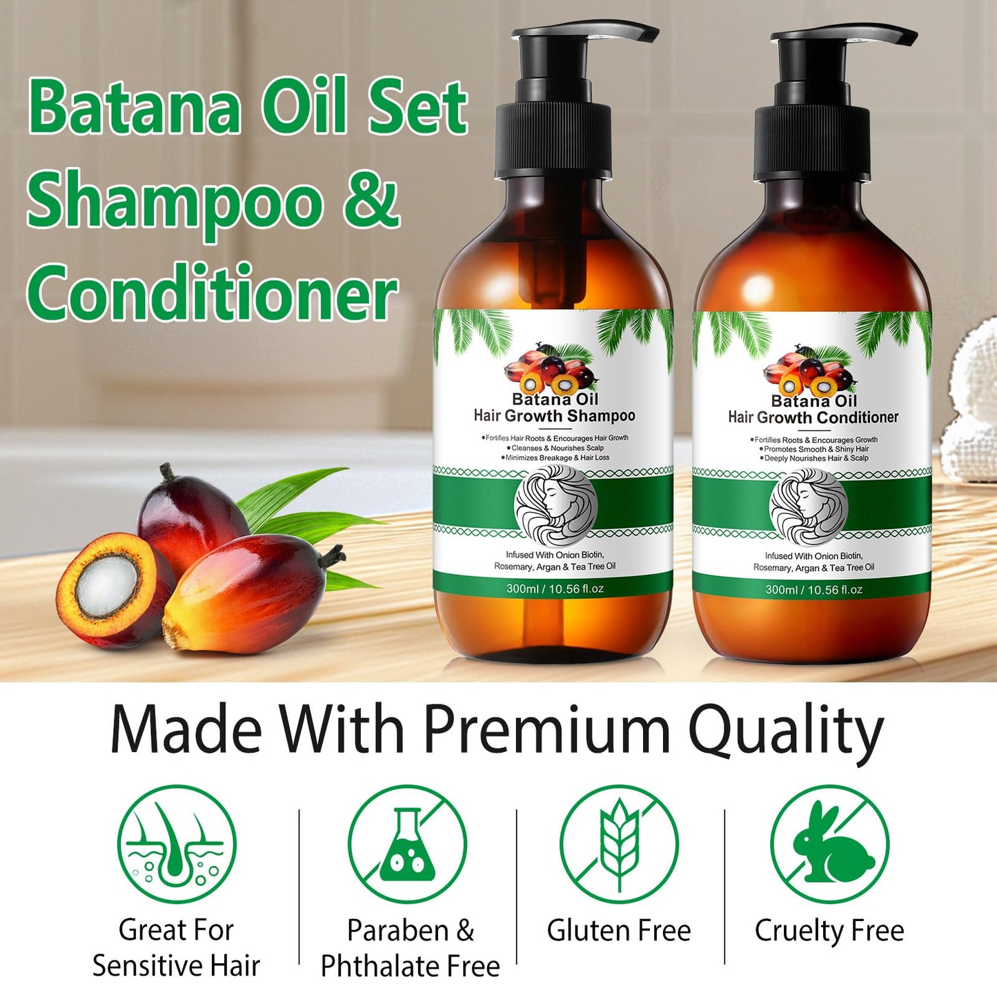 Batana Oil Shampoo and Conditioner Set - Thickening Hair Products for Women and Men with Raw Organic Batana Oil for Hair Growth - Paraben and Silicone Beauty & Personal Care O.SECERT
