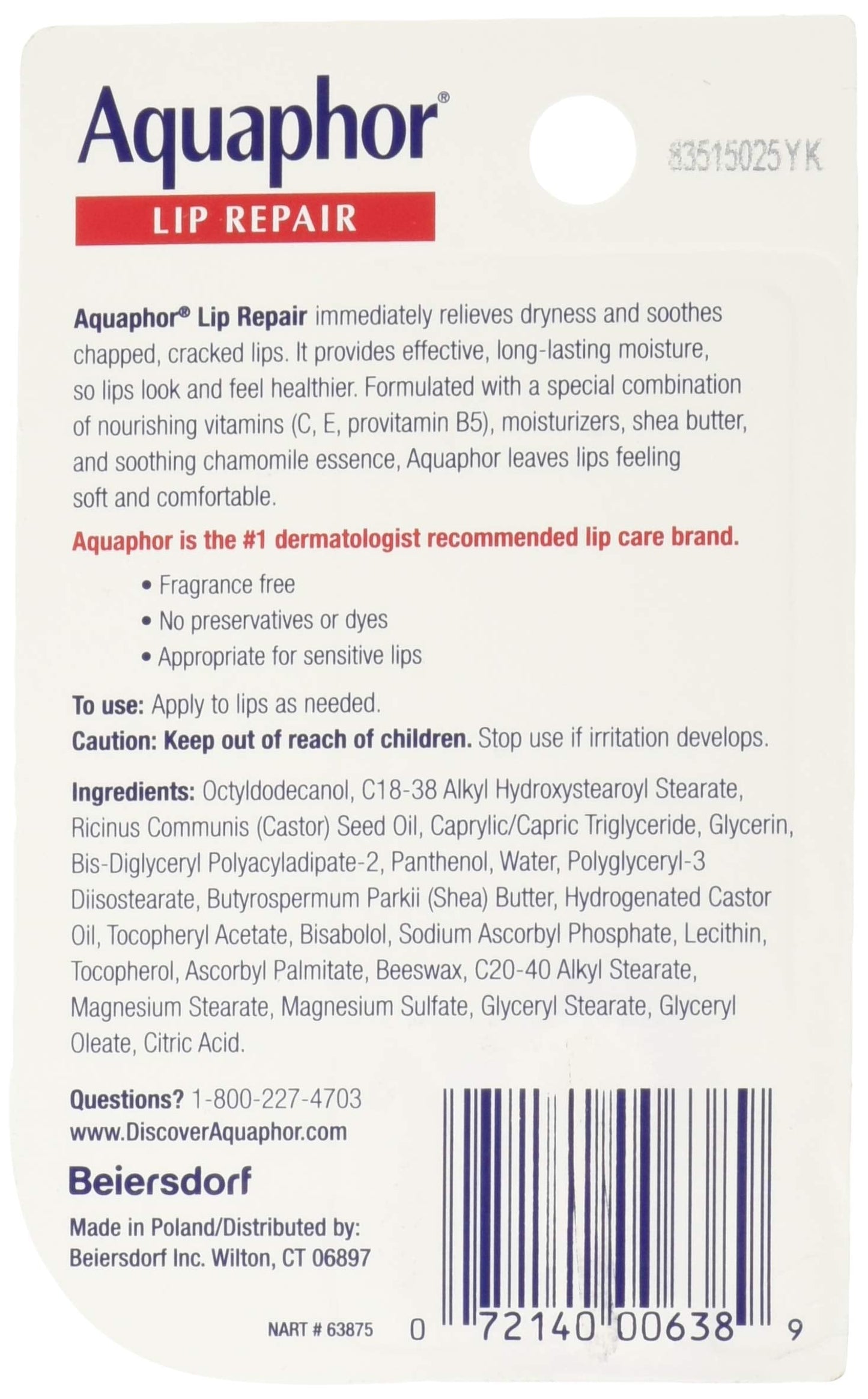 Aquaphor Lip Repair 0.35 oz (Pack of 8) Beauty & Personal Care Aquaphor