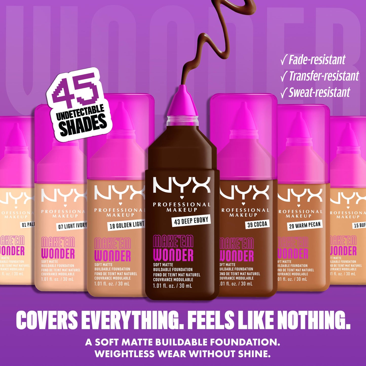 NYX PROFESSIONAL MAKEUP Make 'Em Wonder Liquid Foundation, 24HR Foundation Makeup With A Soft Matte Finish, Buildable Full Coverage - 02 Fair Beauty & Personal Care NYX PROFESSIONAL MAKEUP