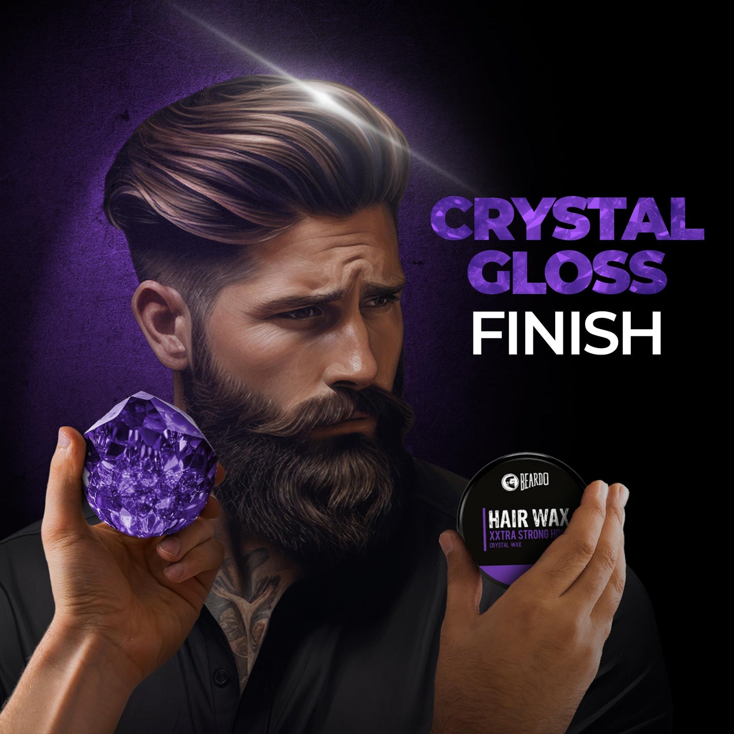Beardo XXtra Stronghold Hair Wax, 100 gm | Crystal Hair Wax for Men | Glossy Finish | Hair Style, Shine | Extra Strong Hold Styling Hair Wax - 3.4Fl Beauty & Personal Care BEARDO