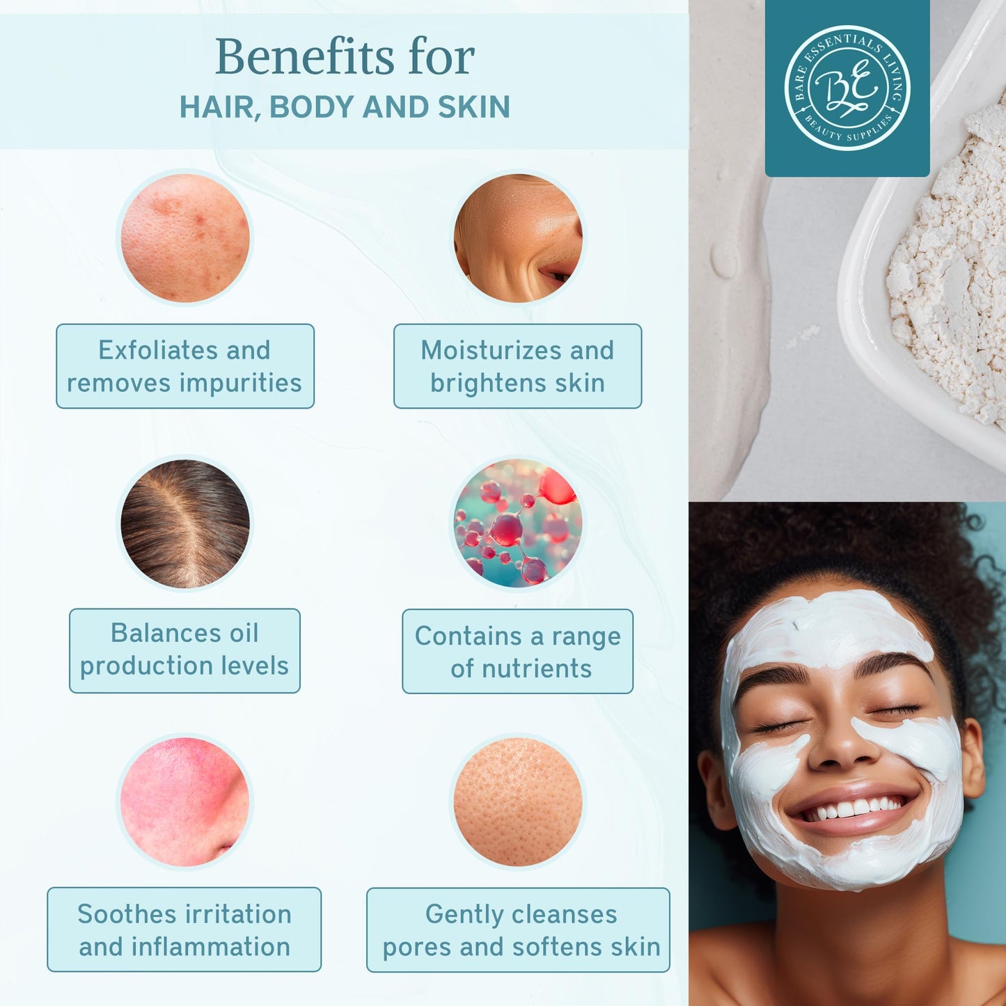 Bare Essentials Living - White Kaolin Clay Powder (12oz) 100% Natural White Powdered Clay for Seed Bombs, White Clay Mask, DIY Spa, Soap, Bath Bomb Beauty & Personal Care Bare Essentials Living