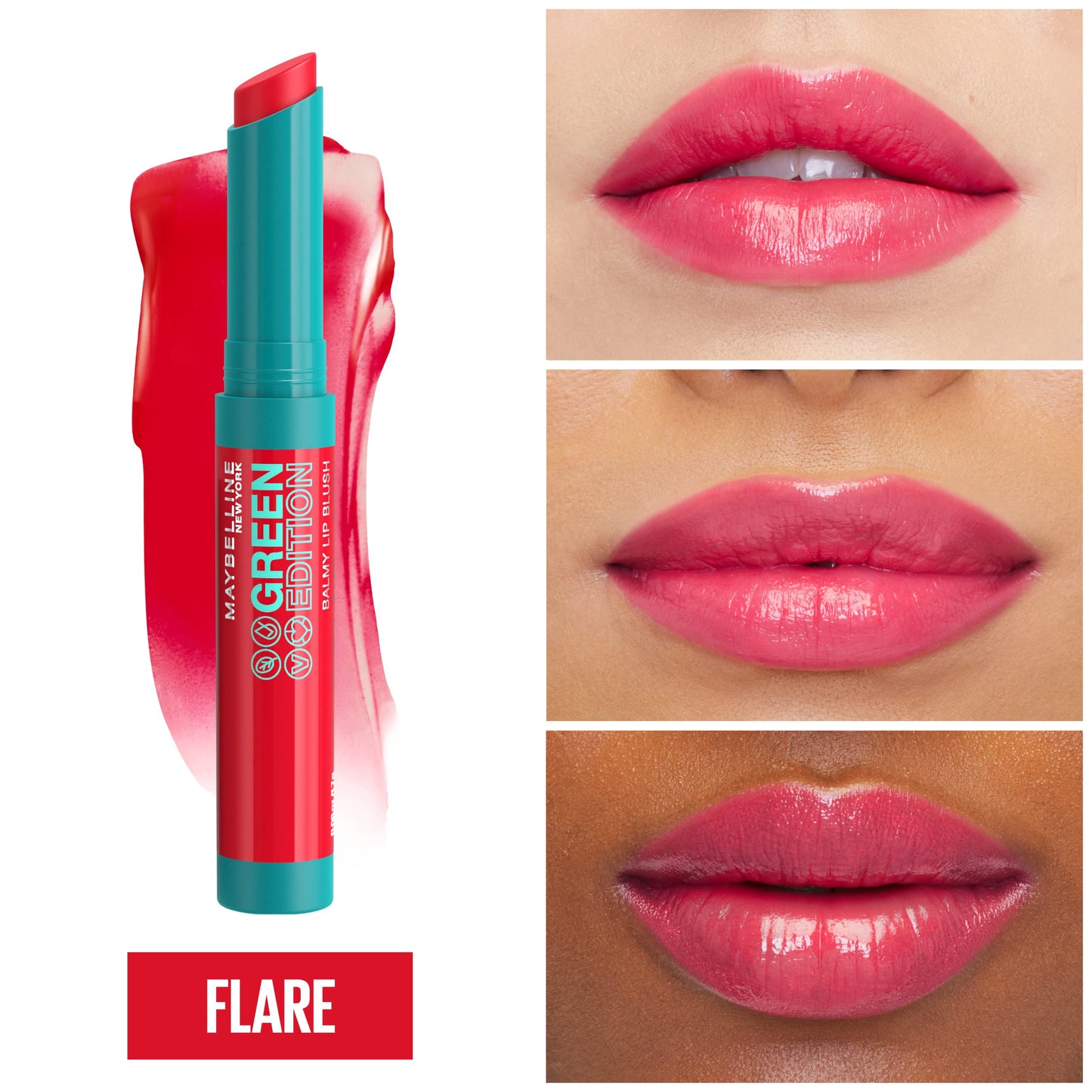 Maybelline Green Edition Balmy Lip Blush, Formulated With Mango Oil, Flare, Red Pink, 1 Count Beauty & Personal Care MAYBELLINE